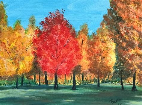 acrylic painting autumn trees